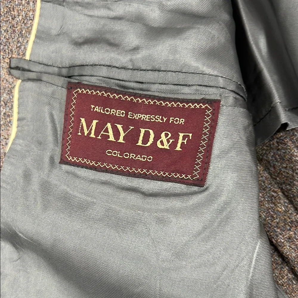 Vintage May‎ D&F Academia Gray Wool Sport Coat Professor Elbow Patches  Size M